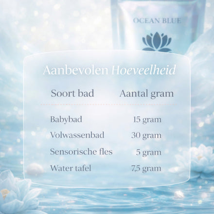 Sensus Lotus Lotuspoeder Ocean Blue, overzicht aanbevolen hoeveelheid