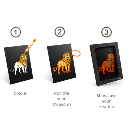 Kidywolf Kidyneon Light-Up Wall Art Craft Kit | Animals