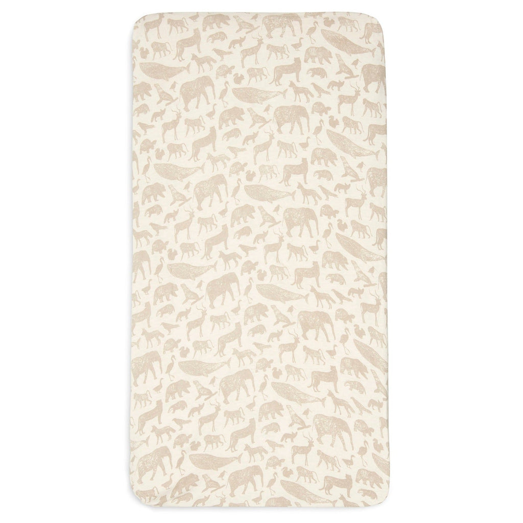 Jollein Hoeslaken Jersey Wieg 40/50x80/90cm | Animals Nougat