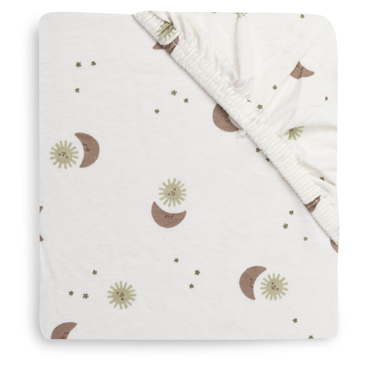 Jollein hoeslaken jersey met de Over The Moon print voor een wiegmatras