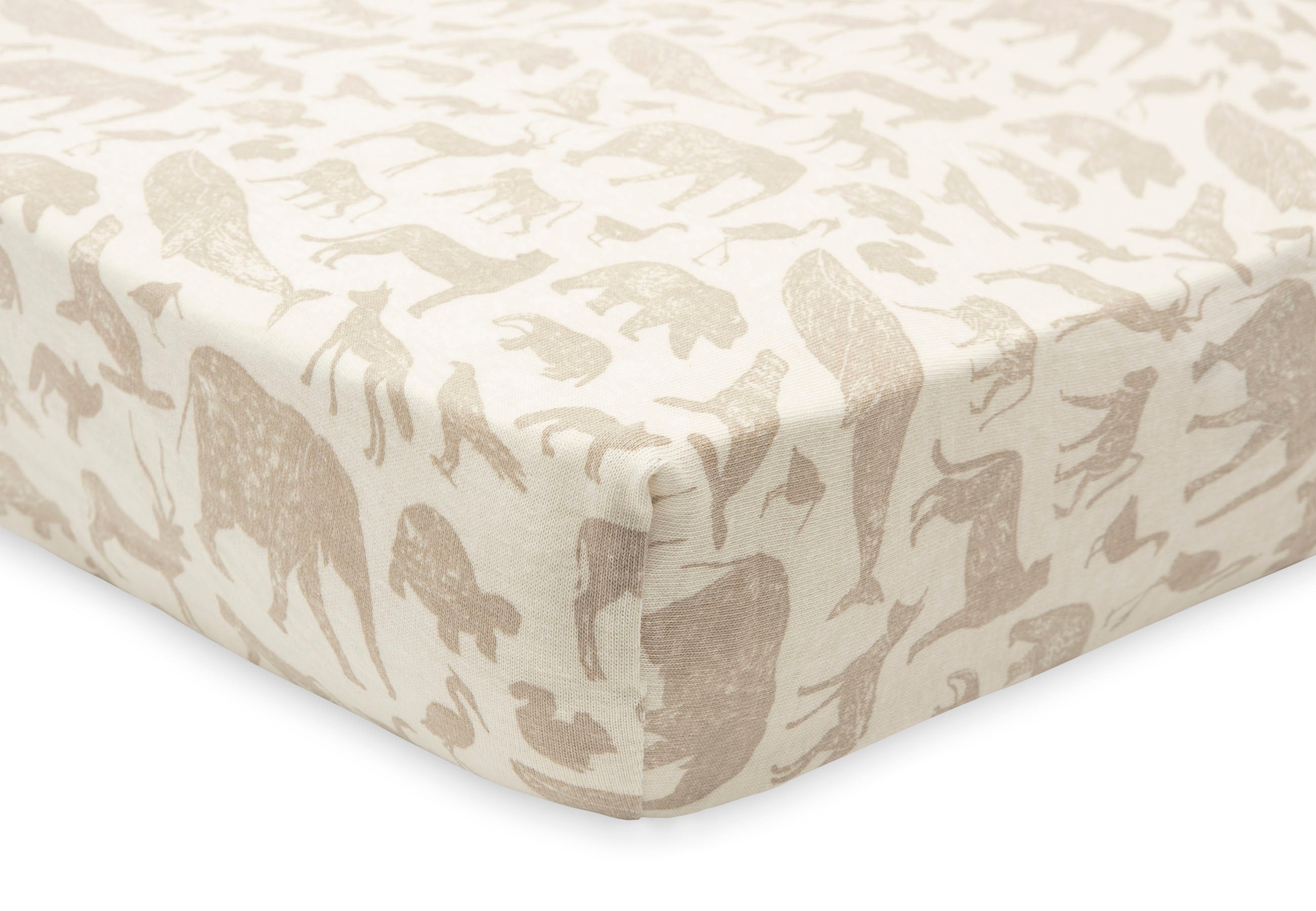 Jollein Hoeslaken Jersey 60x120cm | Animals Nougat