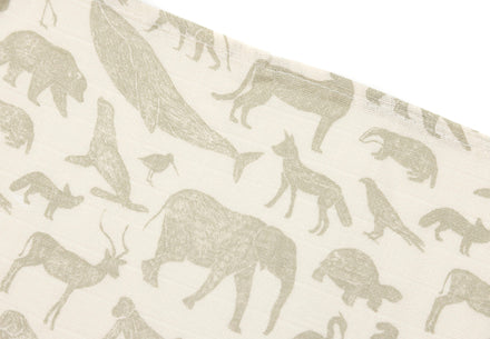 Jollein Hydrofiele Doek Small 70x70cm 3-Pack | Animals Olive Green
