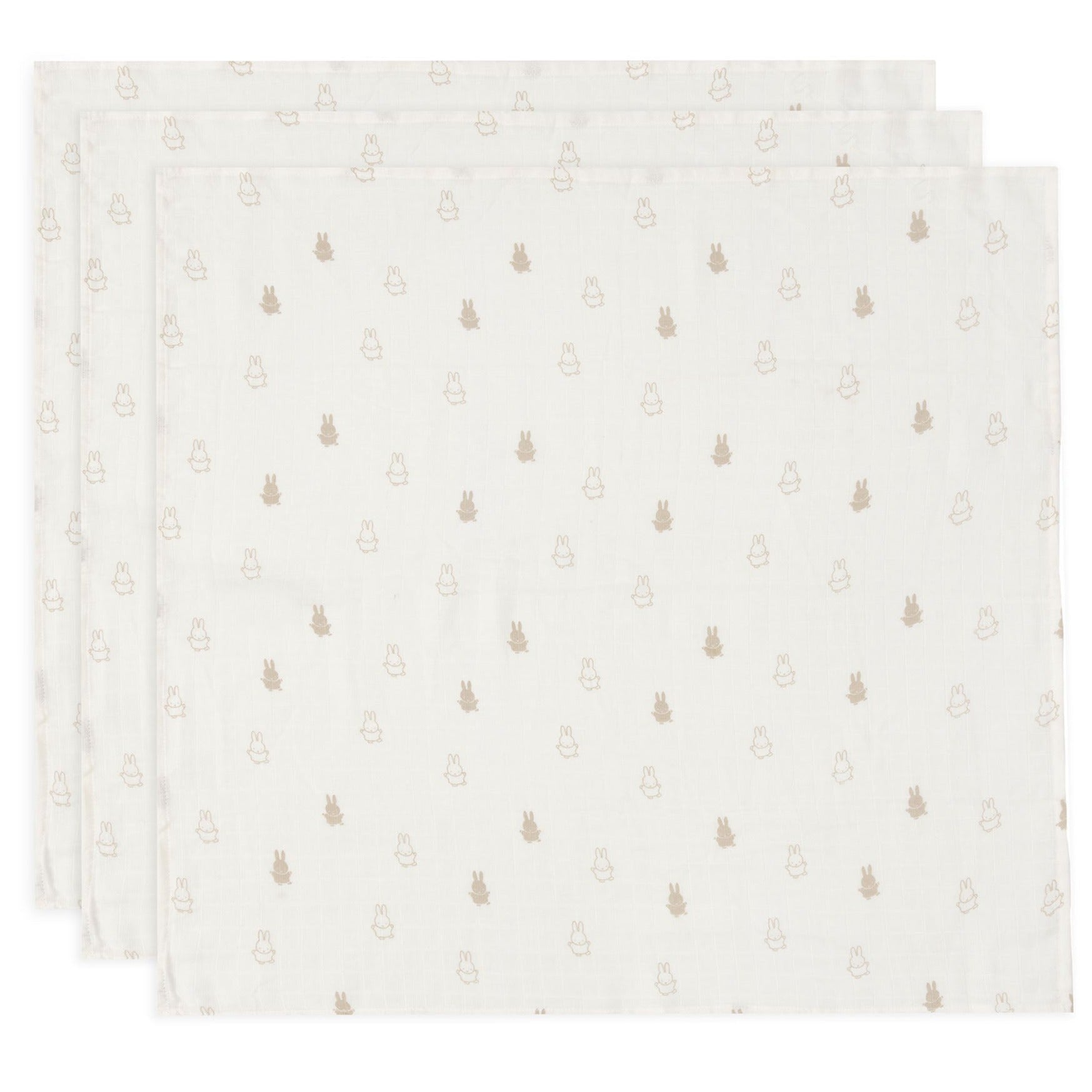 Jollein Hydrofiele Doek Small 70x70cm Happy Miffy | Nougat | 3 Stuks