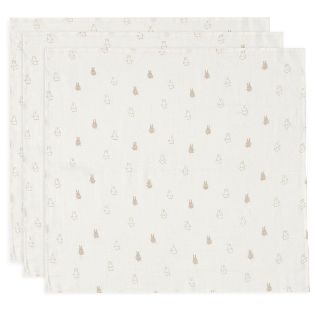 Jollein Hydrofiele Doek Small 70x70cm Happy Miffy | Nougat | 3 Stuks