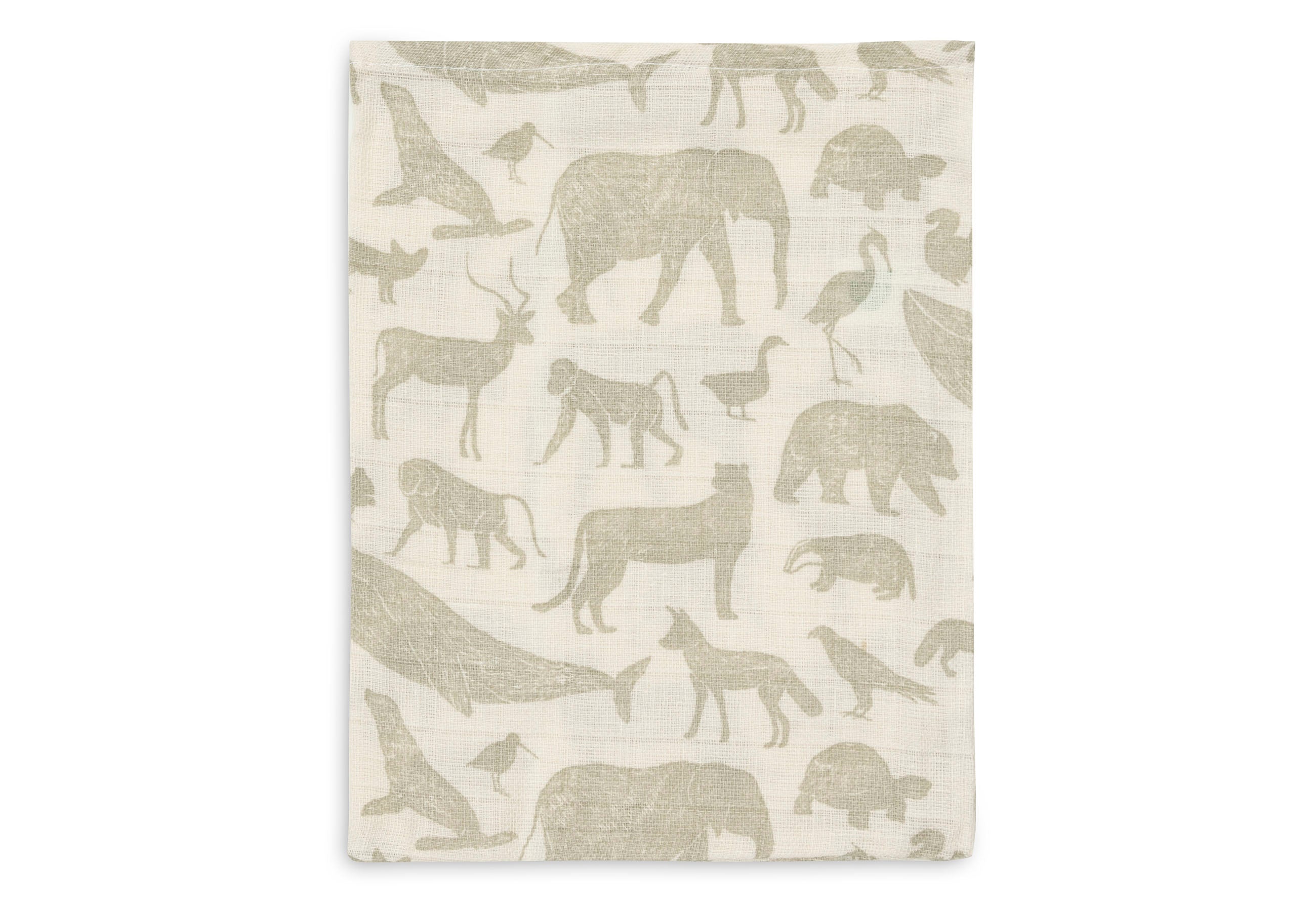 Jollein Set 3 Hydrofiele Washandjes | Animals Olive Green