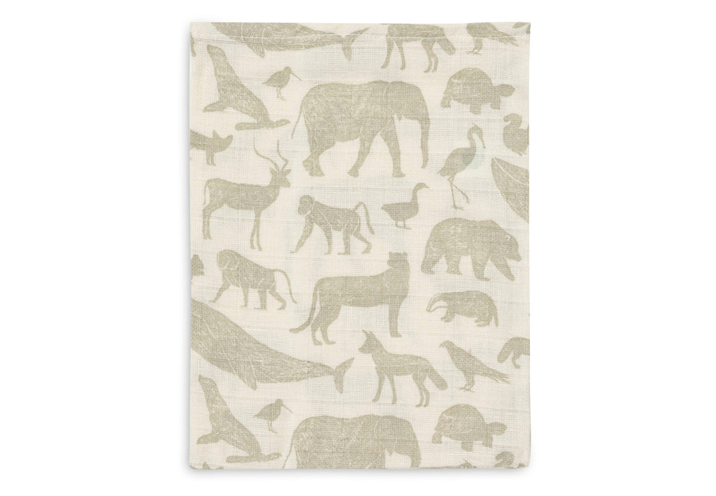 Jollein Set 3 Hydrofiele Washandjes | Animals Olive Green
