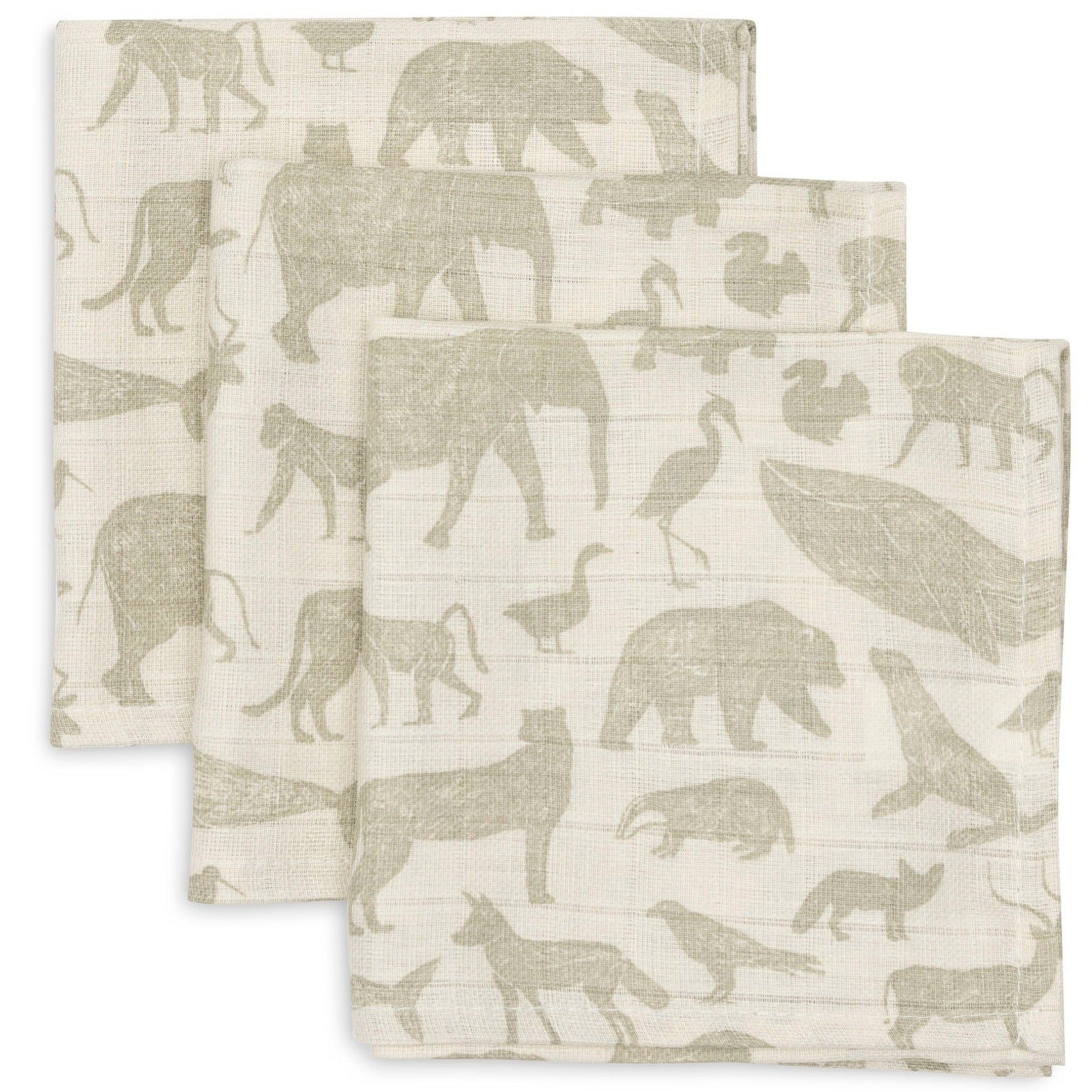 Jollein Set 3 Hydrofiele Monddoekjes | Animals Olive Green
