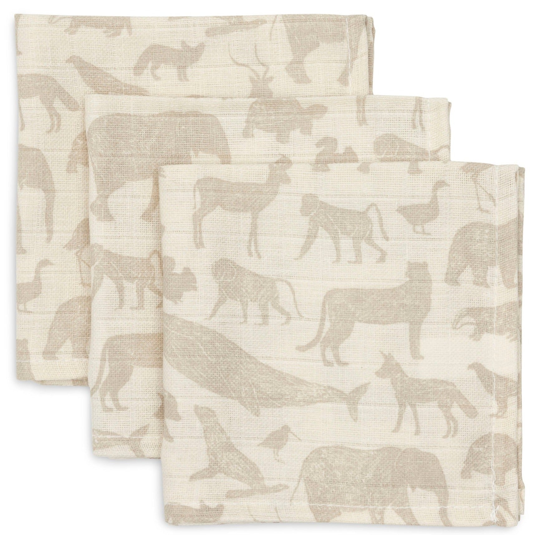 Jollein Set 3 Hydrofiele Monddoekjes | Animals Nougat