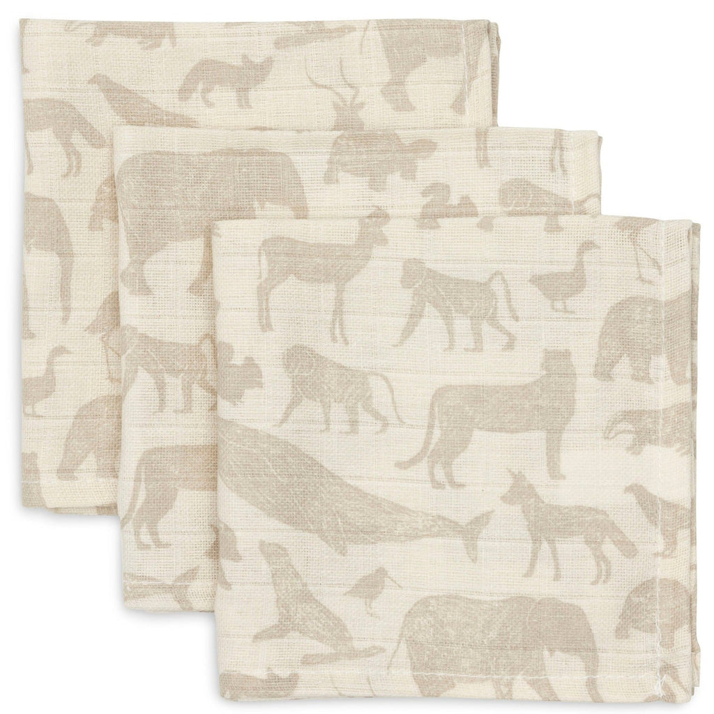 Jollein Set 3 Hydrofiele Monddoekjes | Animals Nougat