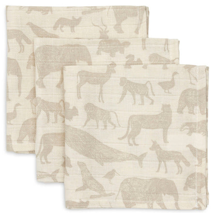 Jollein Set 3 Hydrofiele Monddoekjes | Animals Nougat