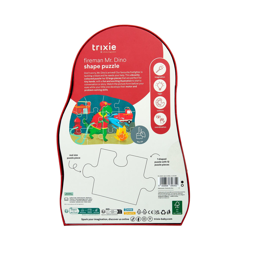 Trixie Vormenpuzzel Brandweerman Mr. Dino | 12st