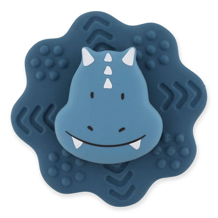 Trixie Siliconen Spinner Mr. Triceratops met draaiende ring rond het dino-figuurtje, bij De Gele Flamingo.