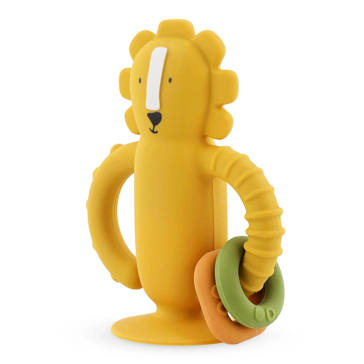 Trixie Sensorisch Siliconen Babyspeelgoed Mr. Lion met stevige zuignap voor tafel of kinderstoel, bij De Gele Flamingo.