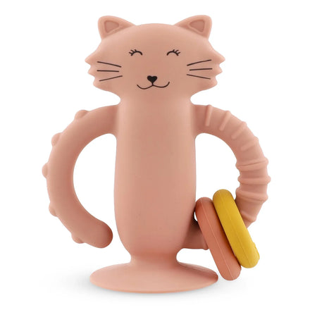 Trixie Sensorisch Siliconen Babyspeelgoed Mrs. Cat met handige zuignap voor een glad oppervlak, bij De Gele Flamingo.