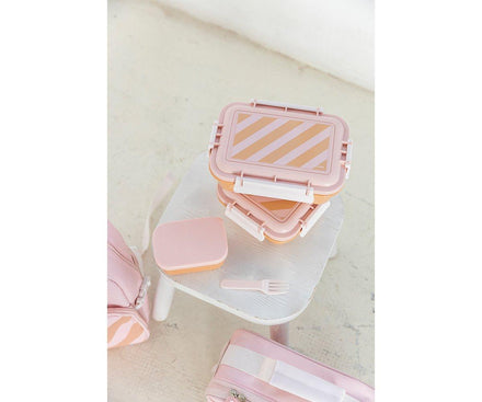 Monnëka Grote Lunchbox Met Vakjesverdeler | Stripes Pink