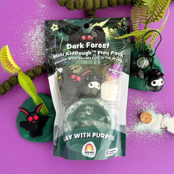 Donkergroene KidDough klei en glow in the dark glitter uit de set Duister Woud