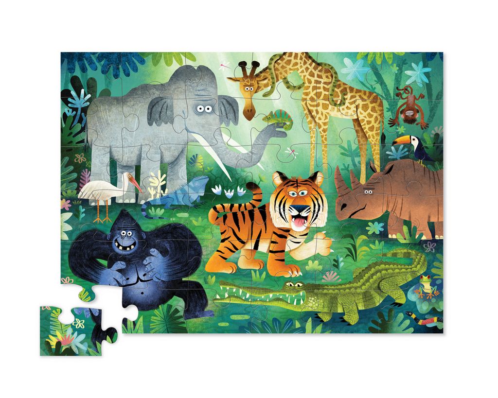 Crocodile Creek Shaped Box Puzzel 36ST | Wilde Dieren