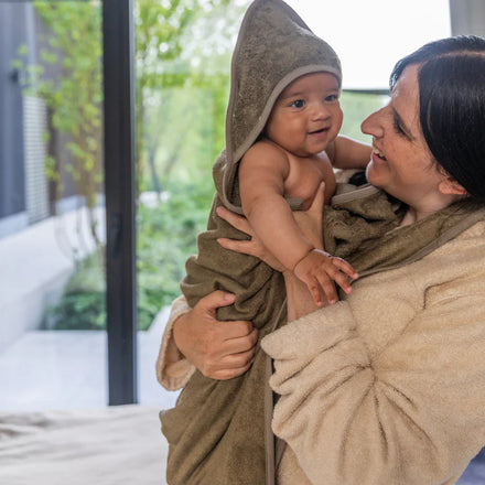 Timboo Badcape Ouder/Baby Bamboo 98x104cm | Daisy White