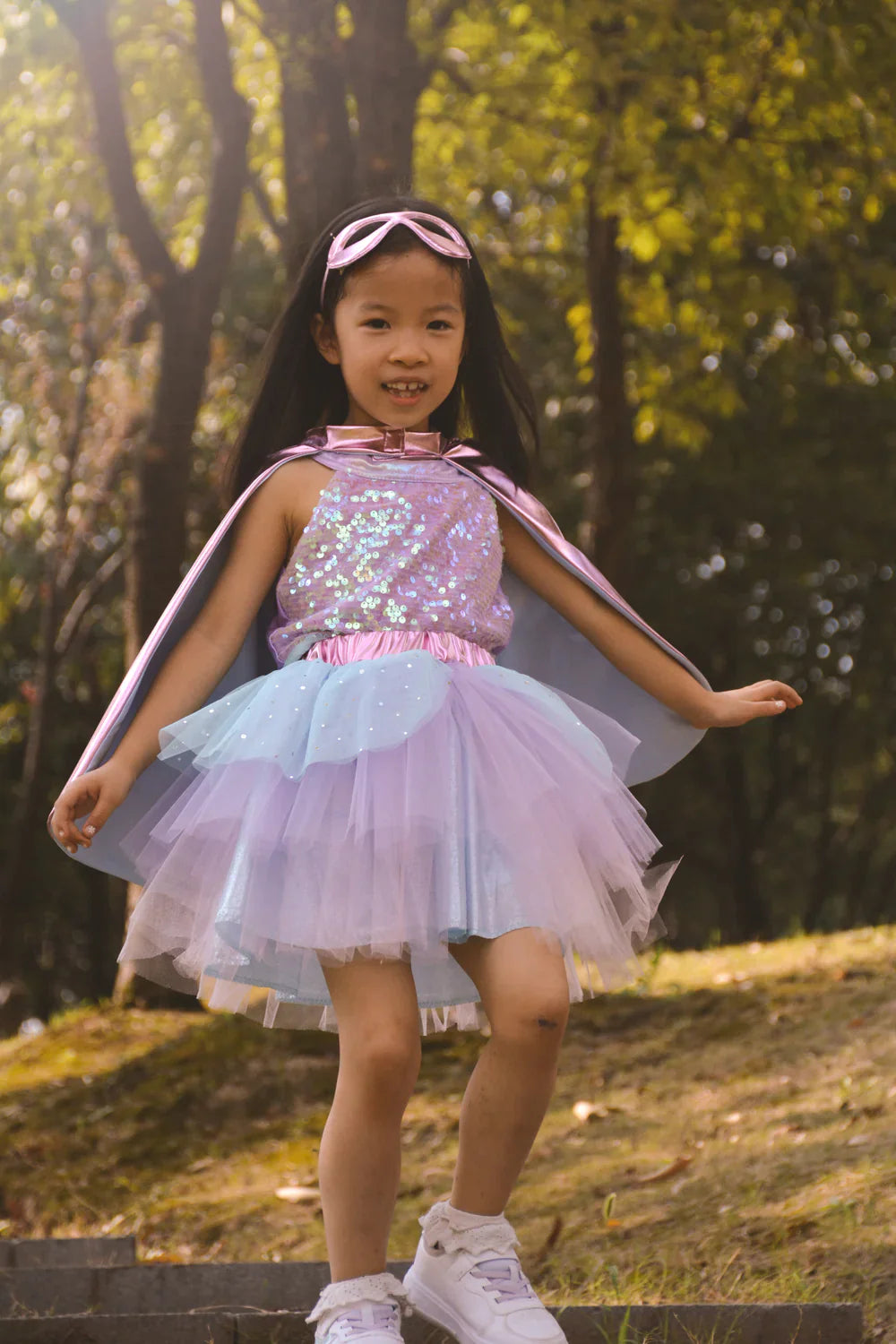 Great Pretenders Super-duper Tutu Cape & Masker Metallic Pink/Light Blue | 4-6Y