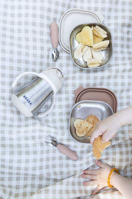 Béaba RVS Drinkbeker Met Rietje 250ml | Klei - Aarde