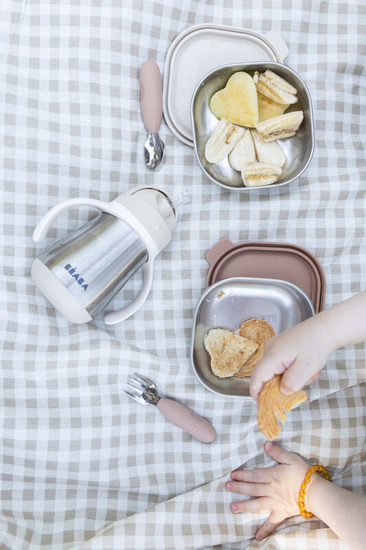 Béaba RVS Drinkbeker Met Rietje 250ml | Klei - Aarde