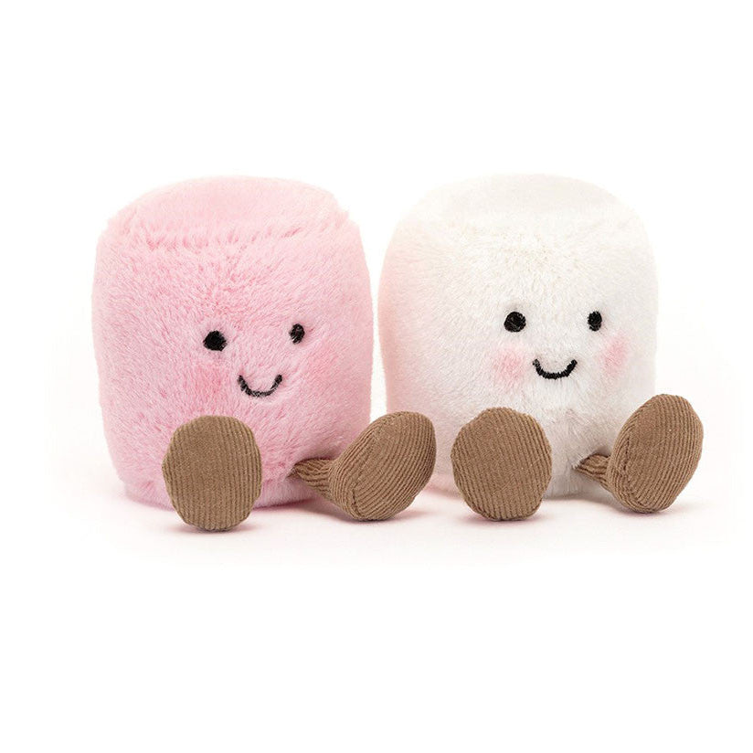 Jellycat Amuseables Pink and White Marshmallows, vooraanzicht van de roze en witte marshmallow