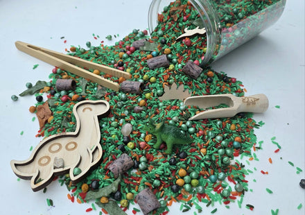 SensoryFun Speelrijst Mix Pour And Play 1.2kg | Dino