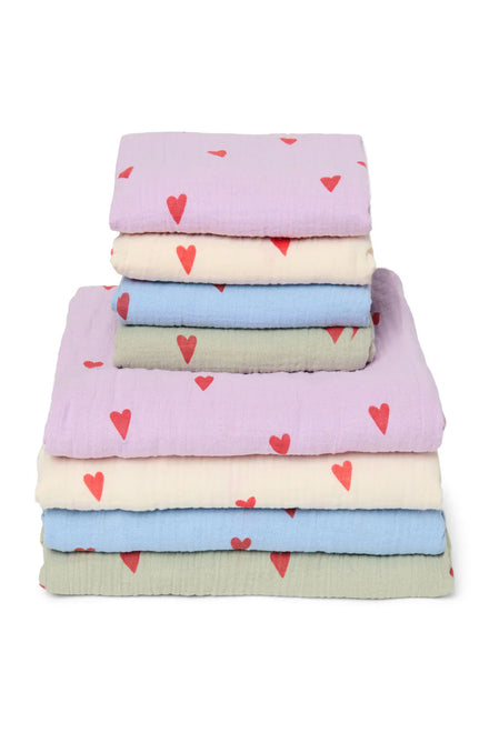 Studio Noos Tetra doek | Light Blue Hearts 70x70 cm
