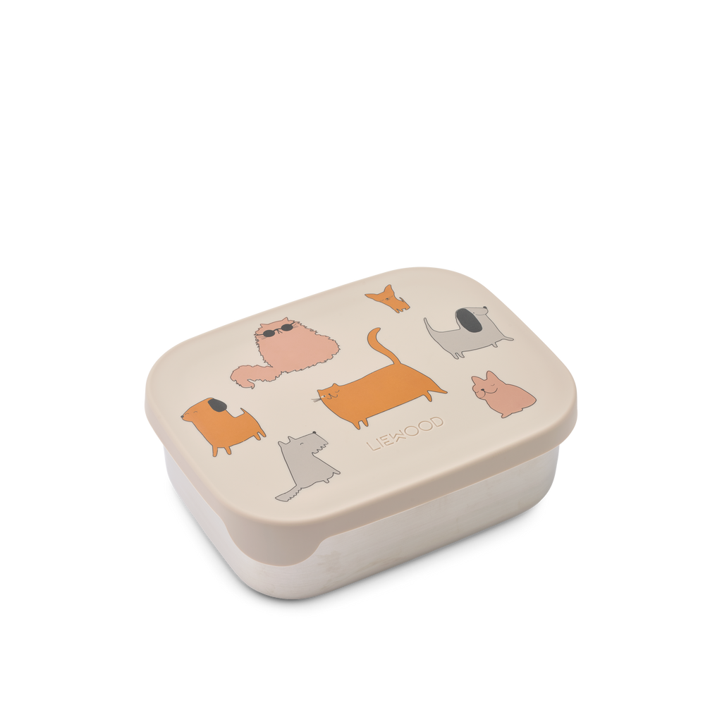 Liewood Arthur Printed Lunchbox | Cats And Dogs / Sandy