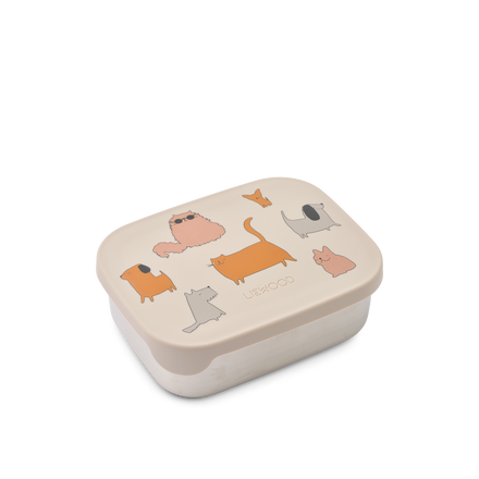 Liewood Arthur Printed Lunchbox | Cats And Dogs / Sandy
