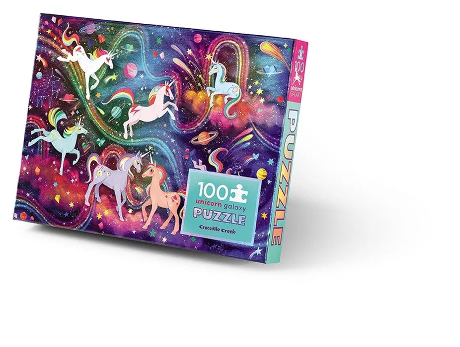 Crocodile Creek Puzzel 100ST | Holographic Unicorn Galaxy