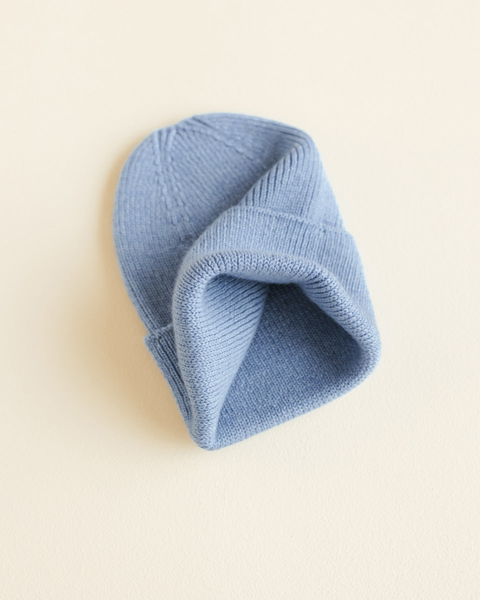 Hvid Newborn Beanie Fonzie 0-6M | Light Blue
