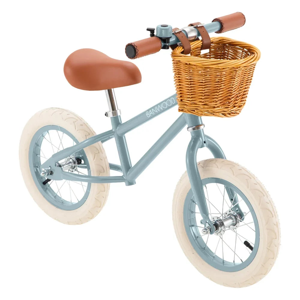 Verstelbaar zadel en stuur van de Banwood First Go loopfiets Teal, groeit mee met je kindje, De Gele Flamingo