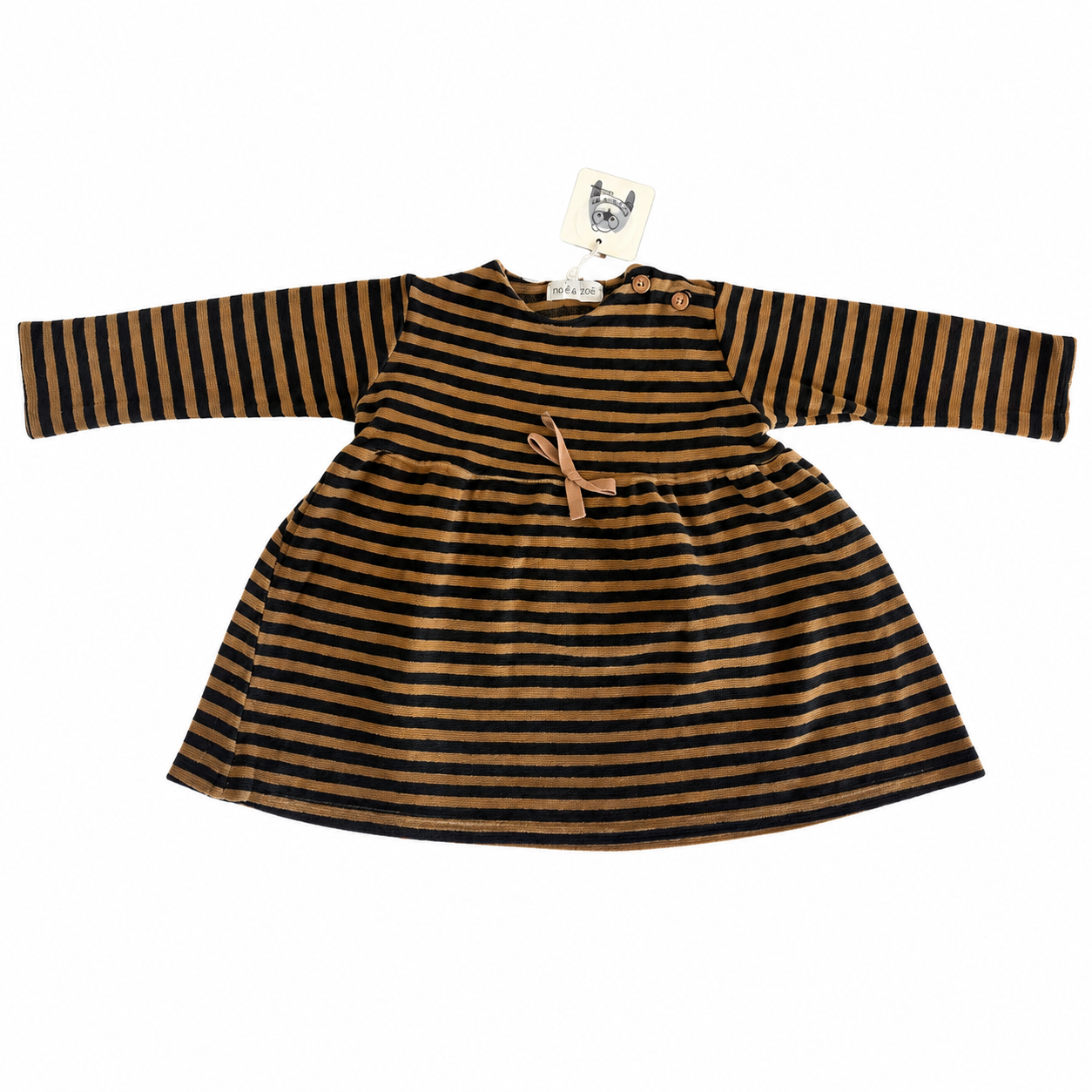 * Bean's Olivia Striped Cotton Velvet Dress | Mustard