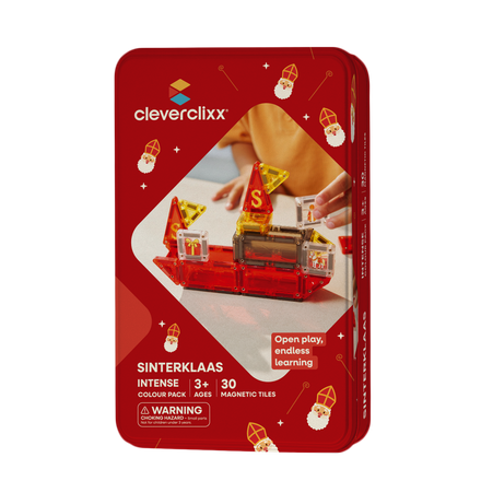 Cleverclixx Mini Tiles Sinterklaas met 30 magnetische tegels in Sinterklaaskleuren, De Gele Flamingo