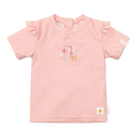 Little Dutch Zwem T-Shirt Korte Mouw Ruches Seahorse Pink*