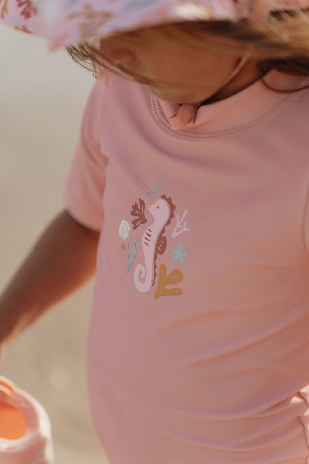 Little Dutch Zwem T-Shirt Korte Mouw Ruches Seahorse Pink*