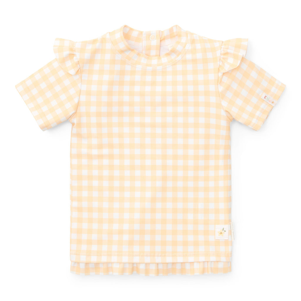 Little Dutch Zwem T-Shirt Korte Mouw Ruches Sunshine Checks*