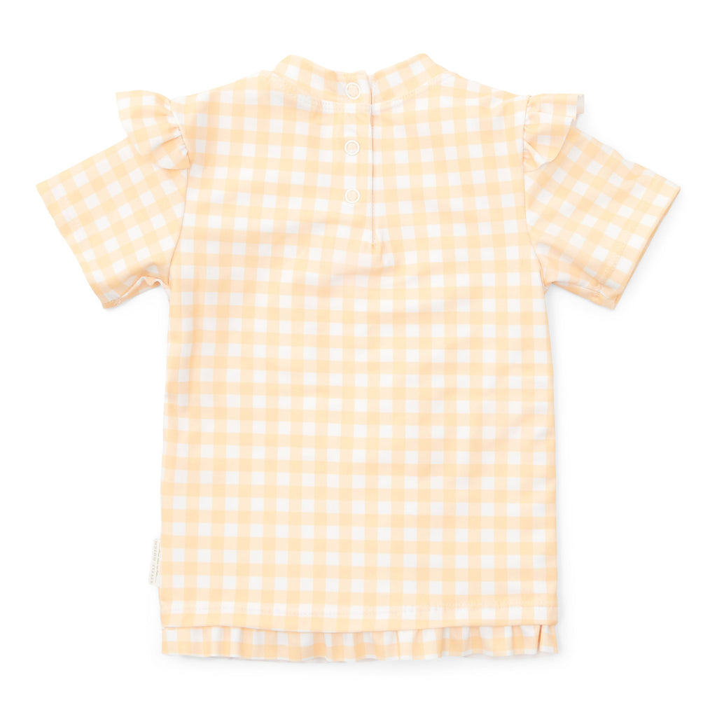 Little Dutch Zwem T-Shirt Korte Mouw Ruches Sunshine Checks*