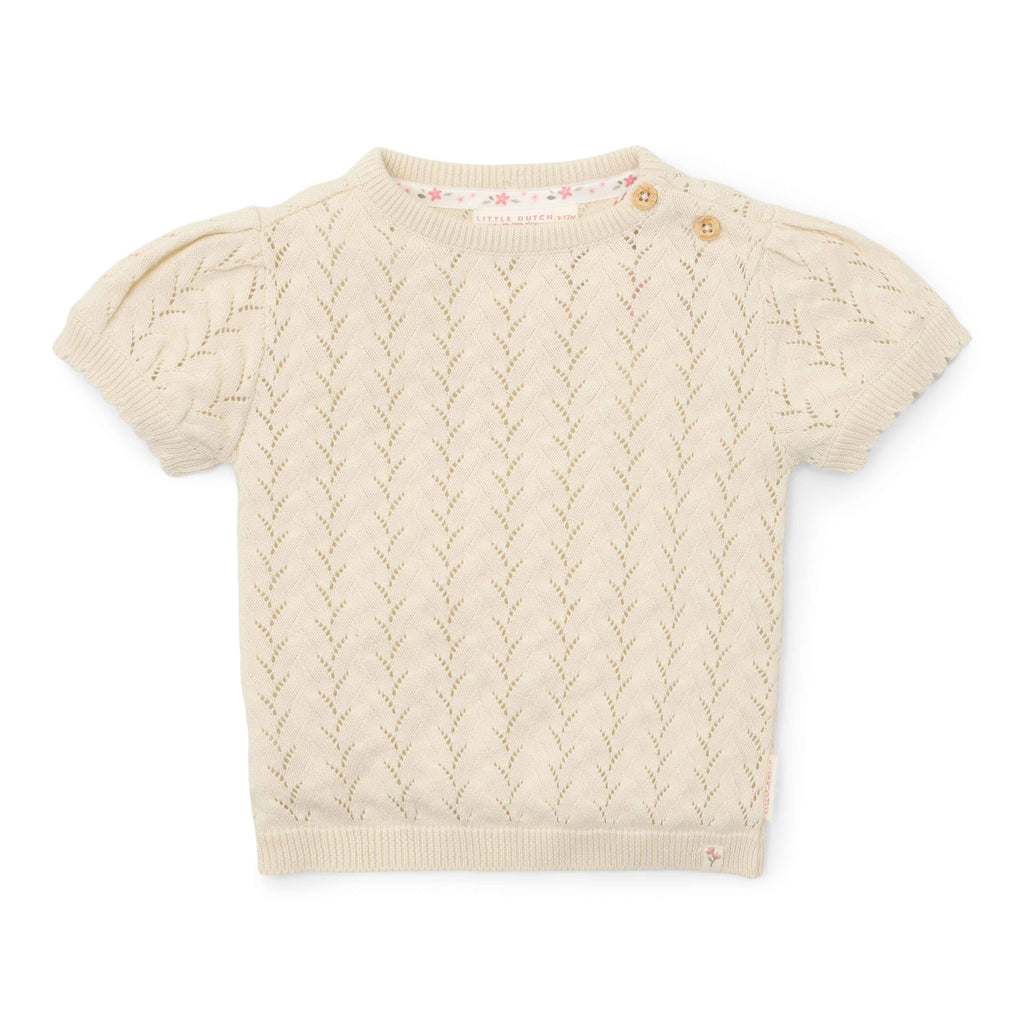 * Little Dutch Gebreide Trui Korte Mouw Creme