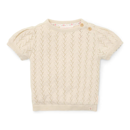 * Little Dutch Gebreide Trui Korte Mouw Creme