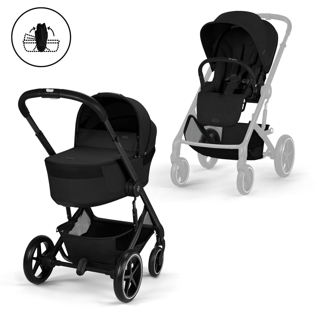 CYBEX Balios S Lux incl. Foldable Carry Cot | Moon Black (Black Frame)