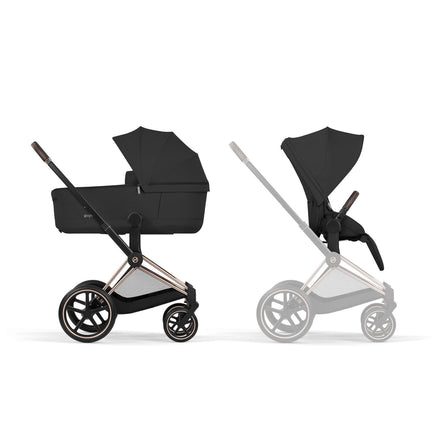 CYBEX Priam incl. Foldable Carry Cot | Sepia Black (Rosegold Frame)