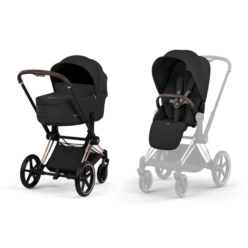 CYBEX Buggy Priam Comfort Rosegold incl. Foldable Carry Cot Sepia Black