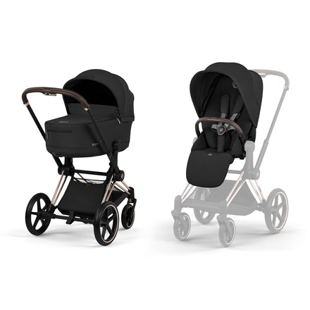 CYBEX Priam incl. Foldable Carry Cot | Sepia Black (Rosegold Frame)
