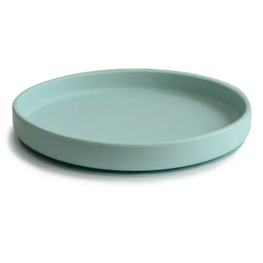 Mushie Silicone Bord Rond Met Zuignap | Cambridge Blue