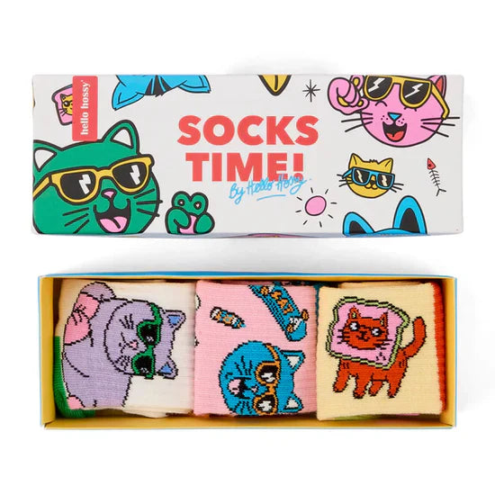Hello Hossy Kousen Socks Cats Set 3 paar