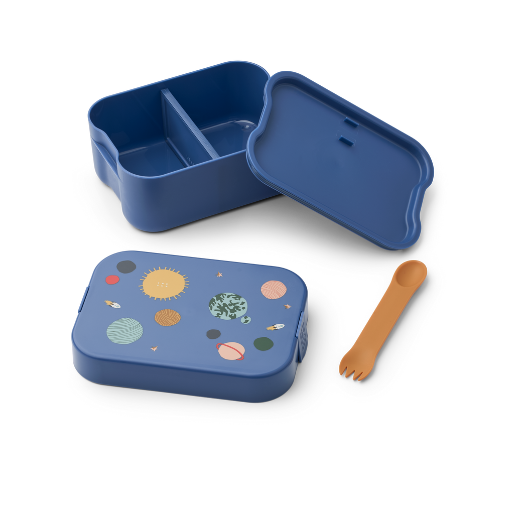 Liewood Chelsey Printed Lunchbox Set | Universe / Classic Navy