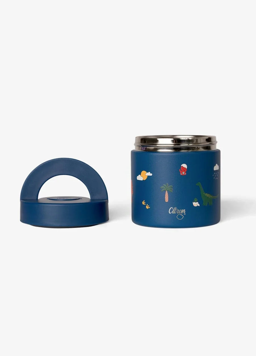 Citron RVS Thermo Food Jar 350 ml met Blue Dino print bij De Gele Flamingo