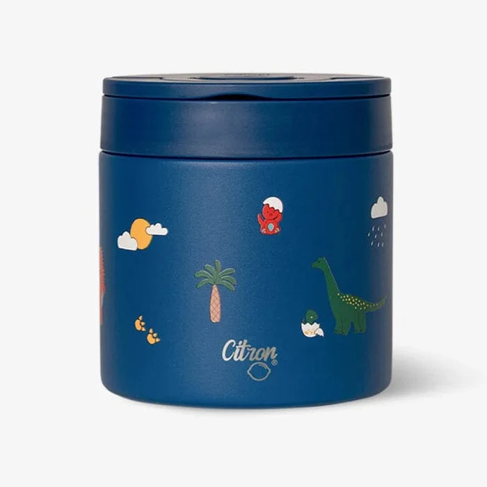 Citron RVS Thermo Food Jar 350 ml met Blue Dino print bij De Gele Flamingo